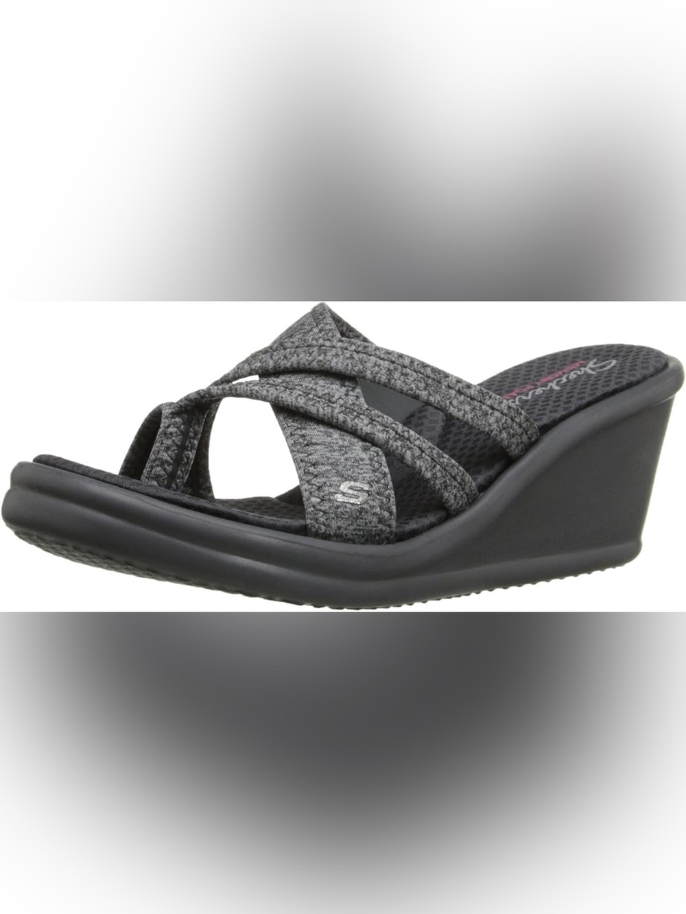 Skechers Women's Rumblers Pen‎ Pal Wedge sandals Size 7 - Black&gray